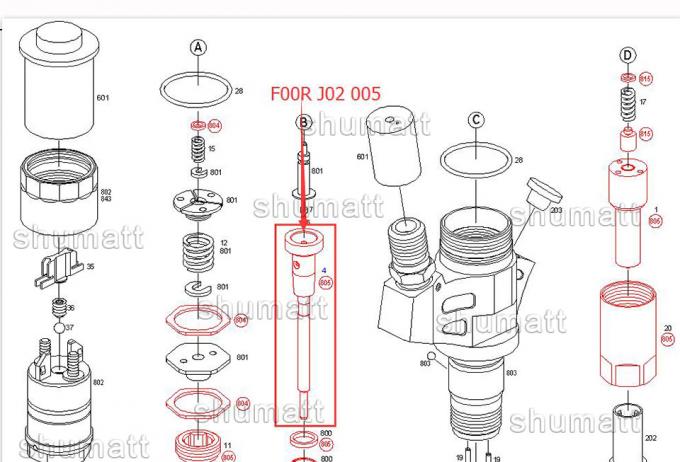 0445120008 분사기를 위한 고급 품질  인젝터 제어 밸브 세트 F00RJ02005