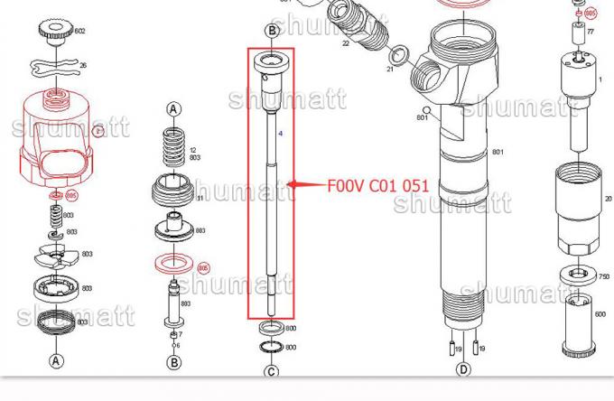 0445110181/182를 위한 고급 품질 인젝터 제어 밸브 세트 F00VC01051